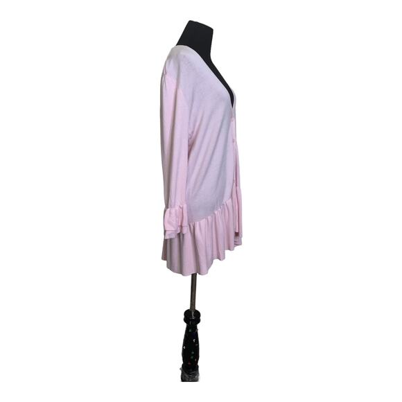 Lane Bryant Light pink ruffle sleeves hem  button up cardigan size 14/16 - Picture 2 of 11